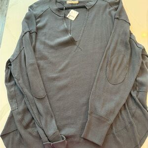 We The Free Gray Waffle Knit Long Sleeve